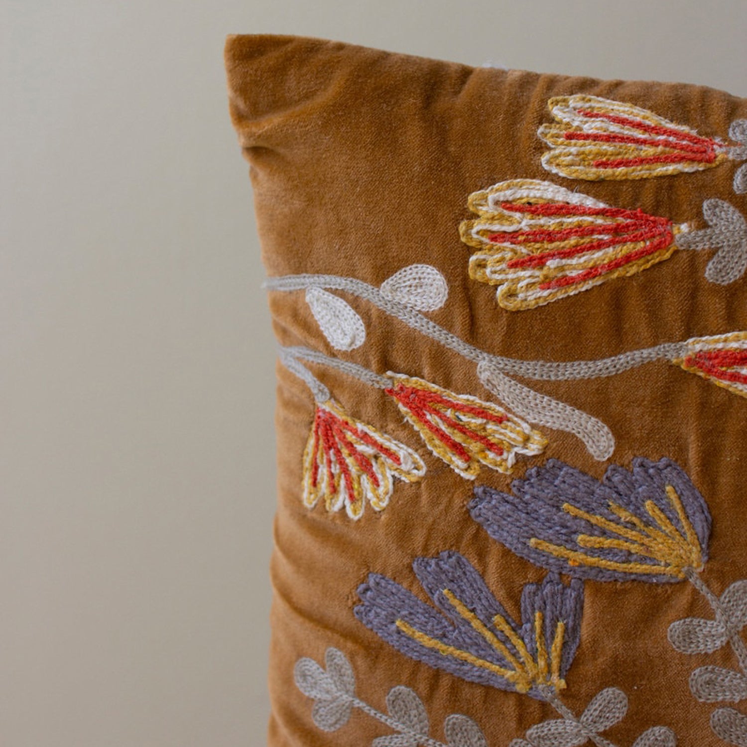 Embroidery Pillows with Flower Set of 2