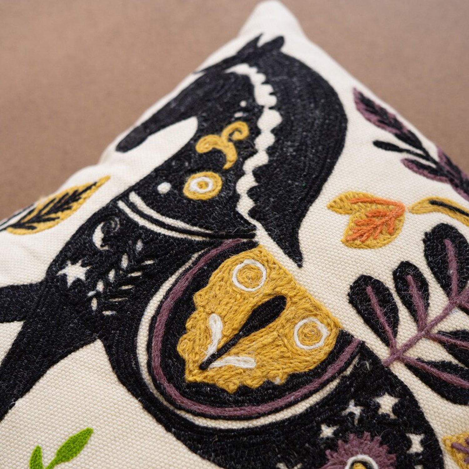 Horse Embroidered Throw Pillow