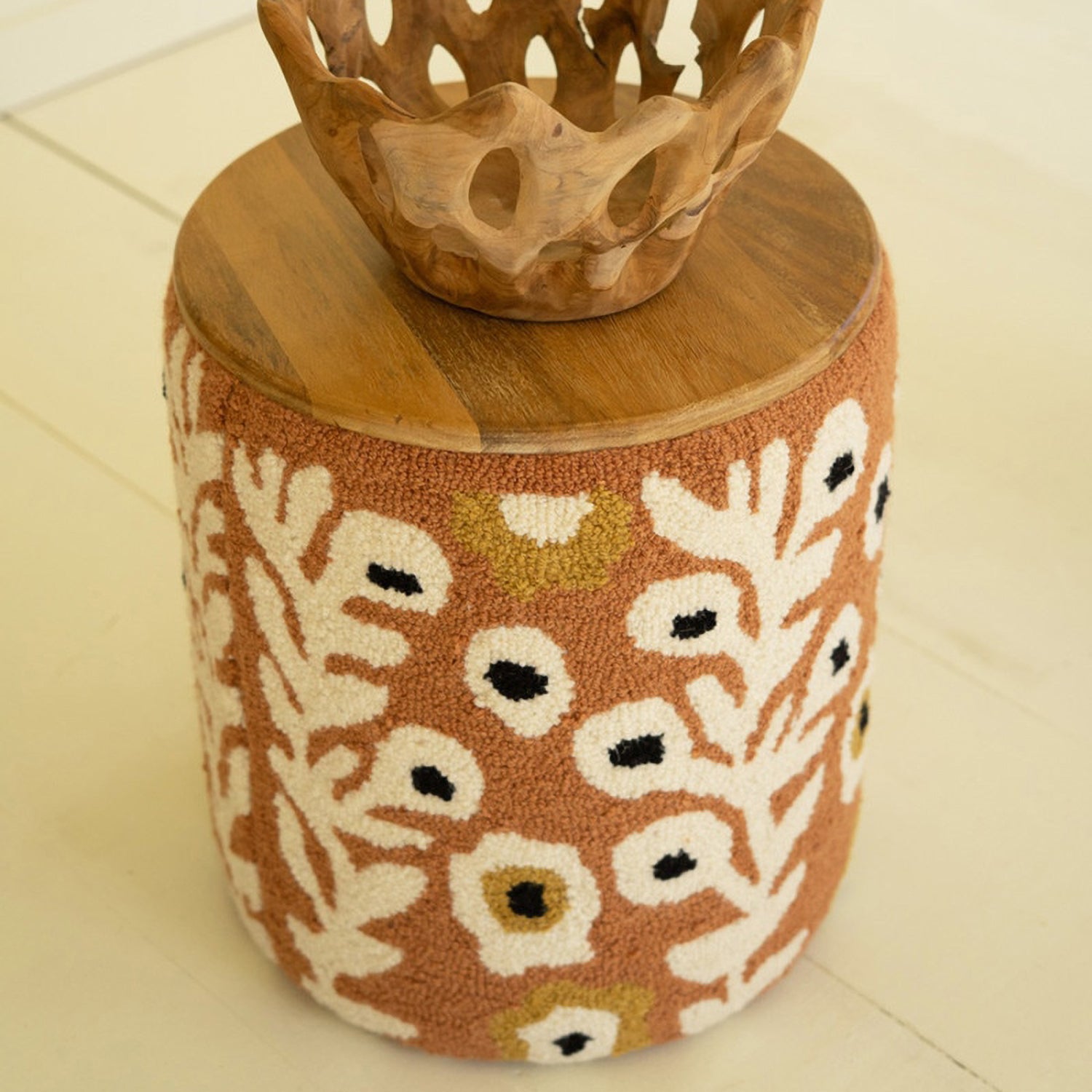 Round Hand-Tufted Accent Table