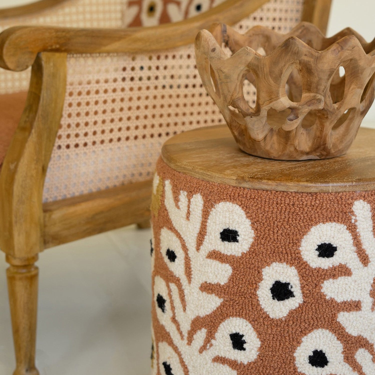 Round Hand-Tufted Accent Table