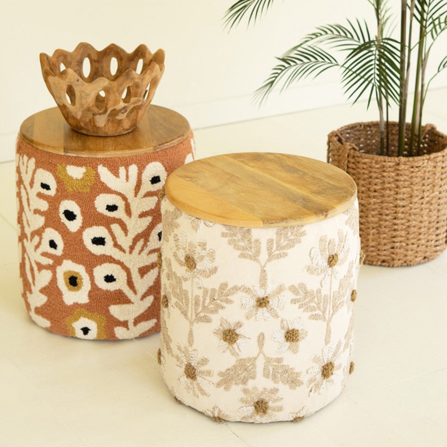 Round Hand-Tufted Accent Table