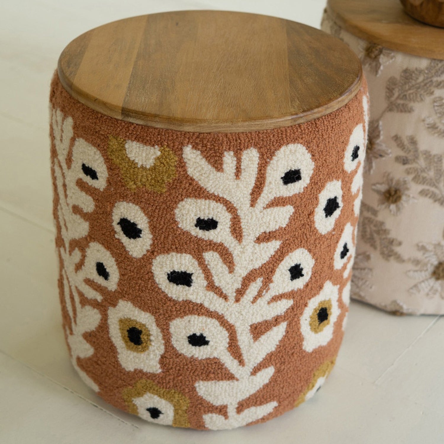 Round Hand-Tufted Accent Table