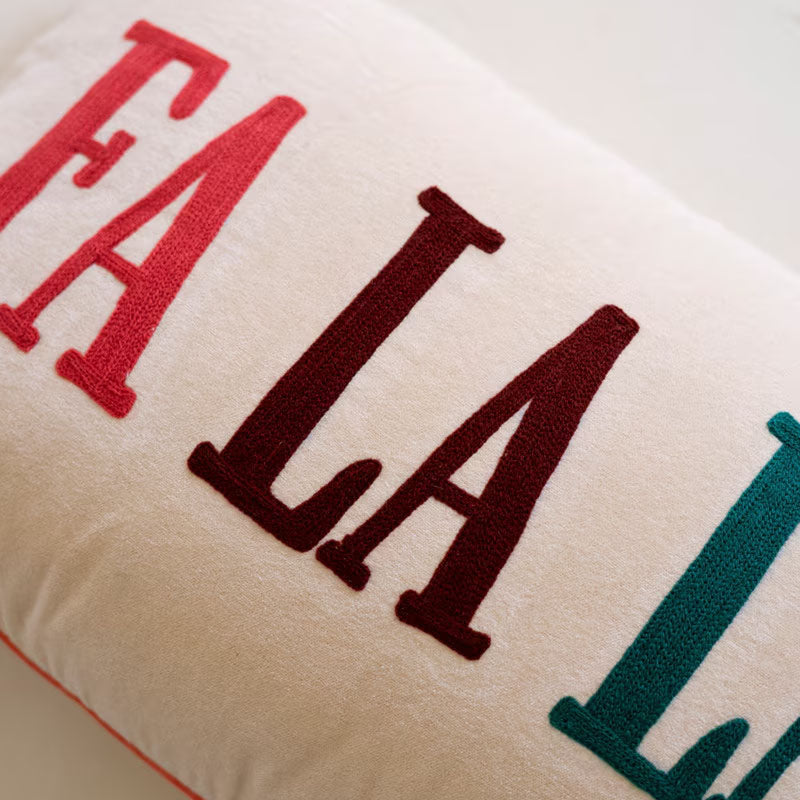 Falalalala Embroidery Throw Pillow