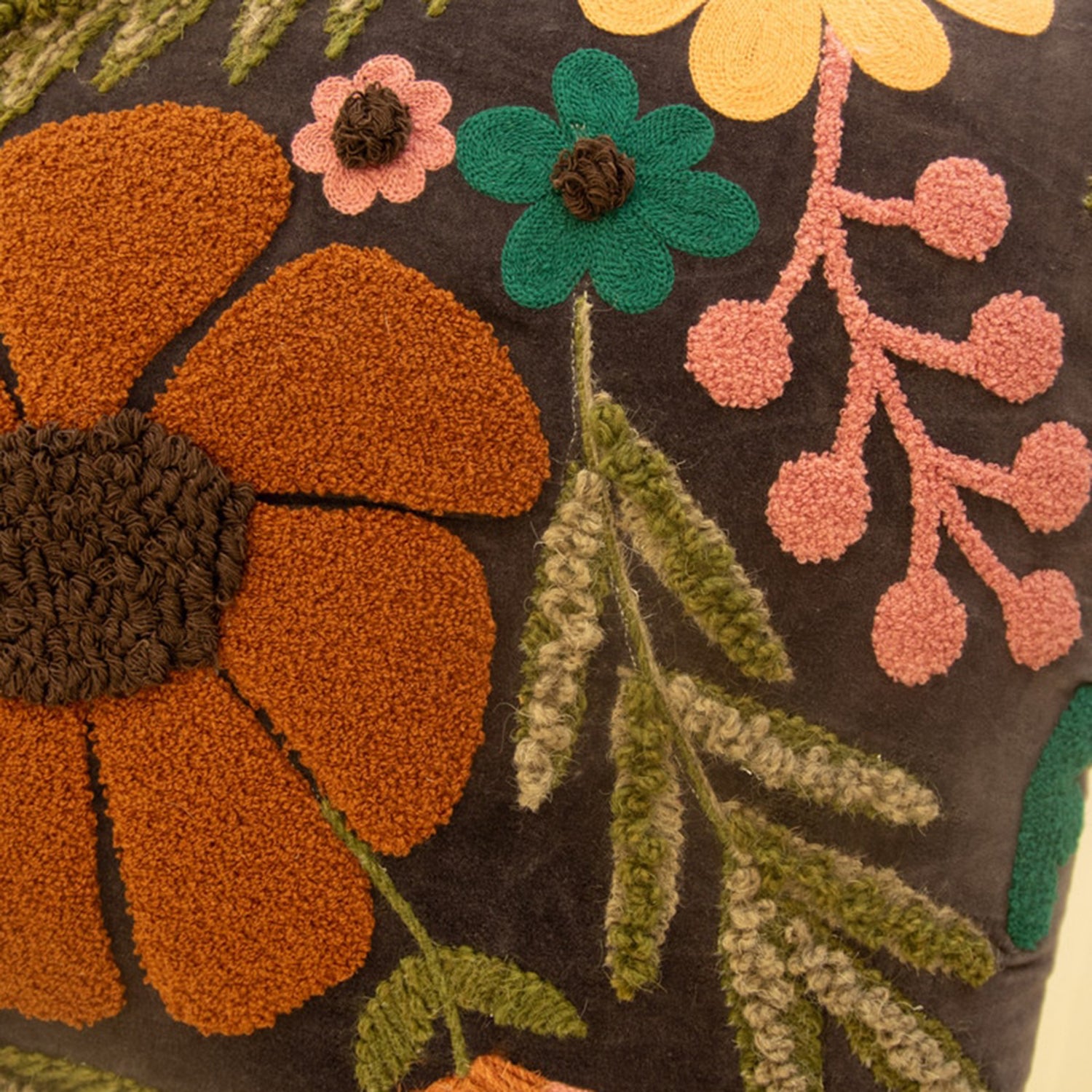 Flowers #2 Velvet Embroidery Throw Pillow