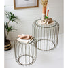 Glass Top Wire Accent Table Set of 2