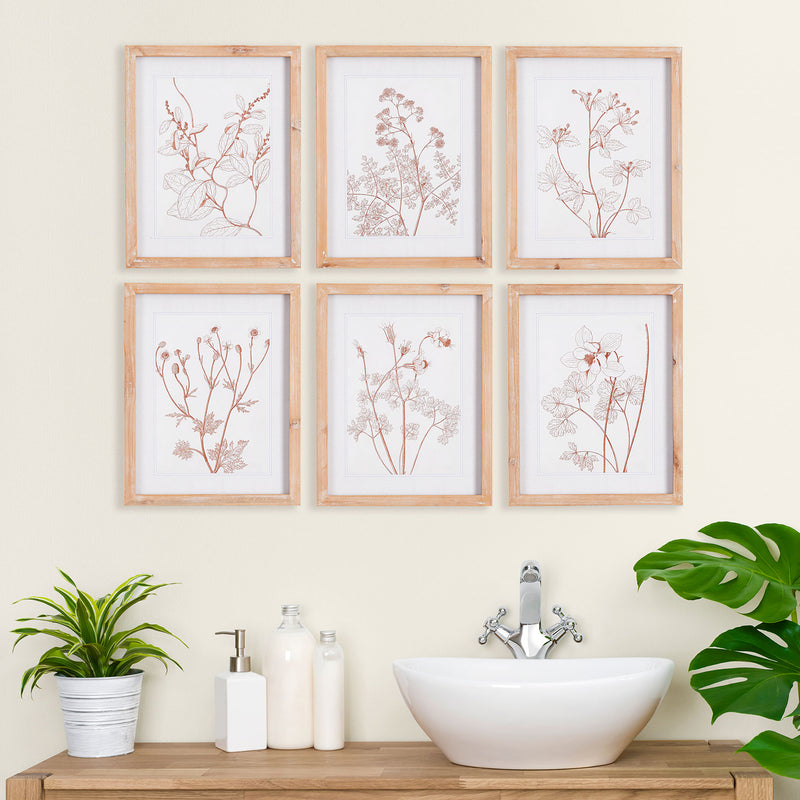 Botanicals In Blush Print Wall Art Set of 6