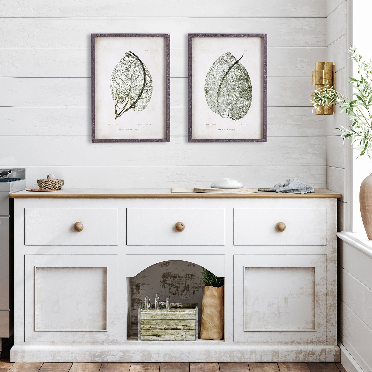 Cordate Leaf Study Framed Wall Art Set of 2
