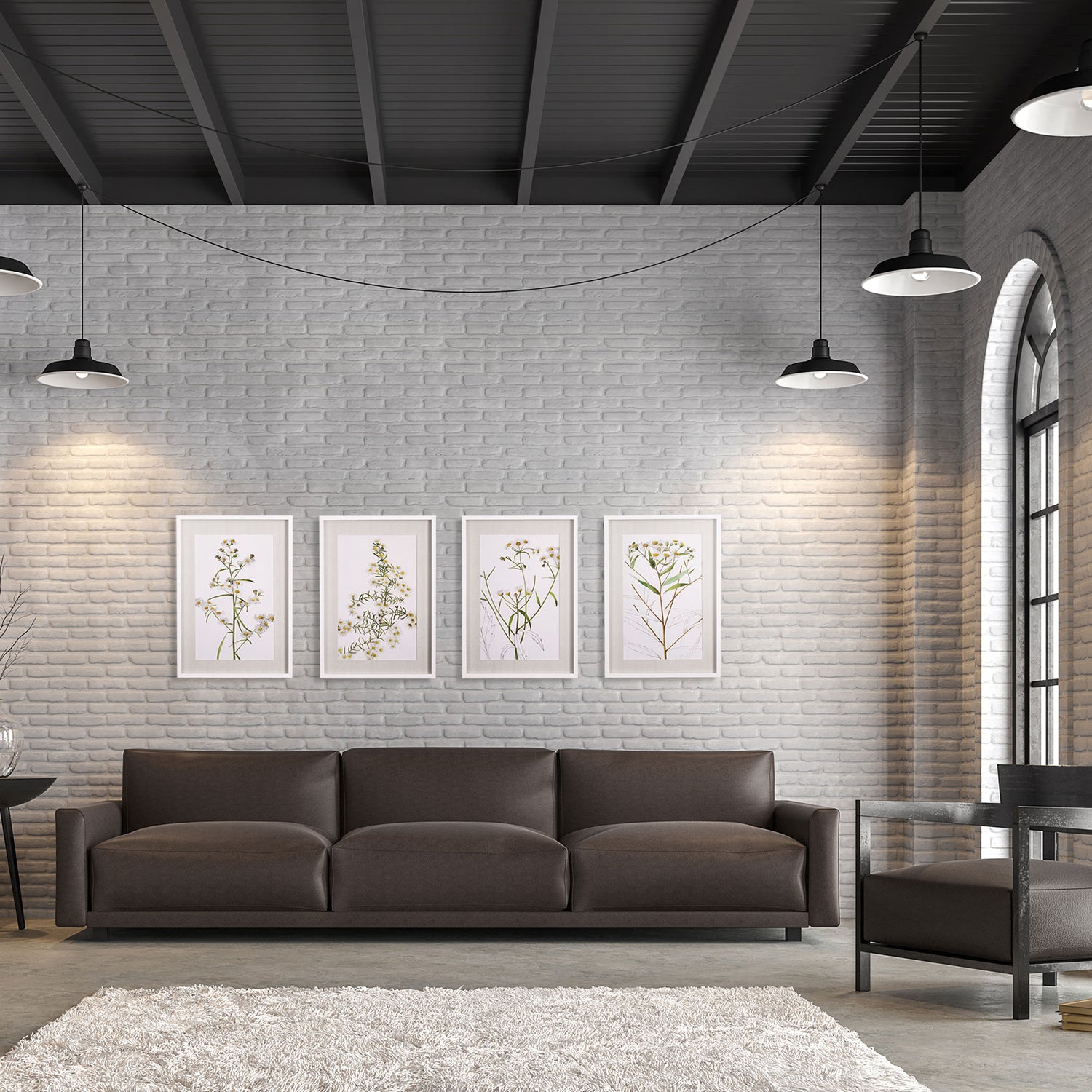 Daisy Print Wall Art Set of 4