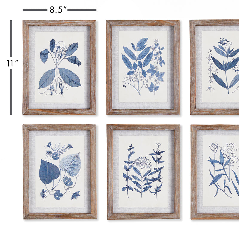 Blue Leaf Petite Print Wall Art Set of 6