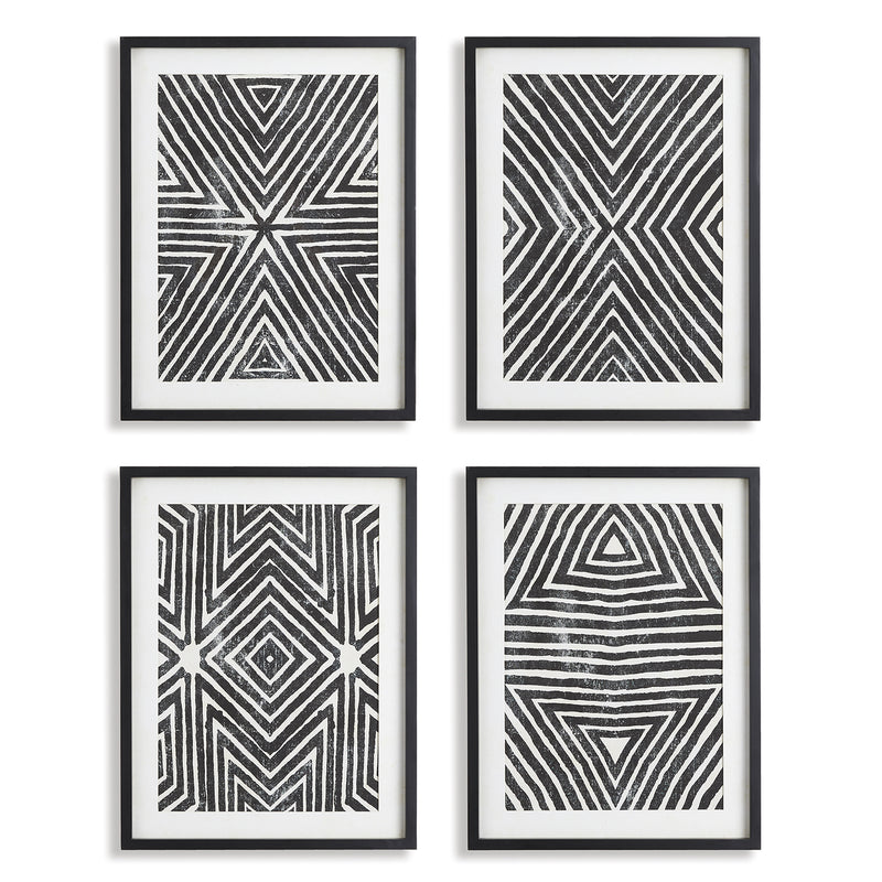 Achromatic Geometric Print Wall Art Set of 4