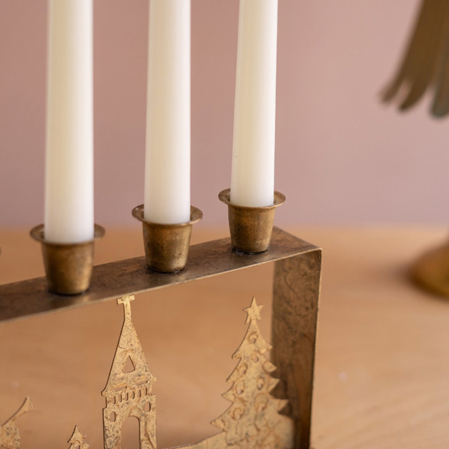 Antique Gold Table Top Christmas Taper Candelabra