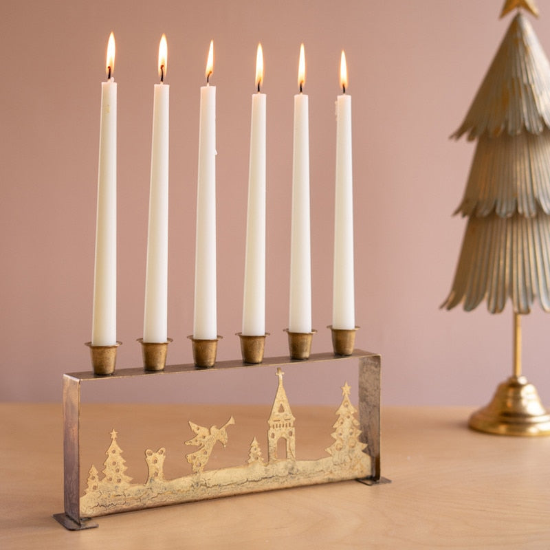 Antique Gold Table Top Christmas Taper Candelabra