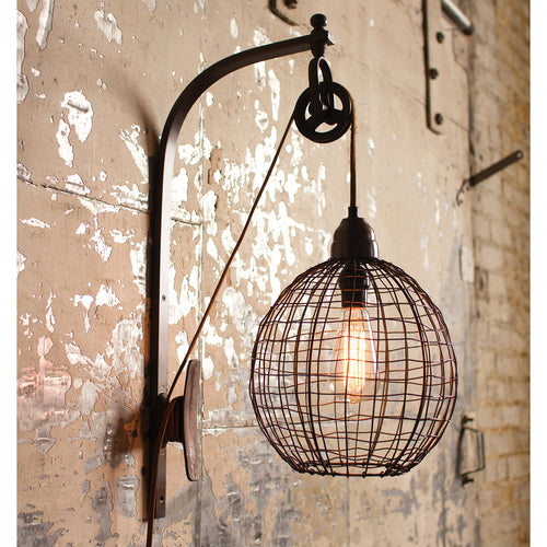 Wire Sphere Pulley Wall Sconce