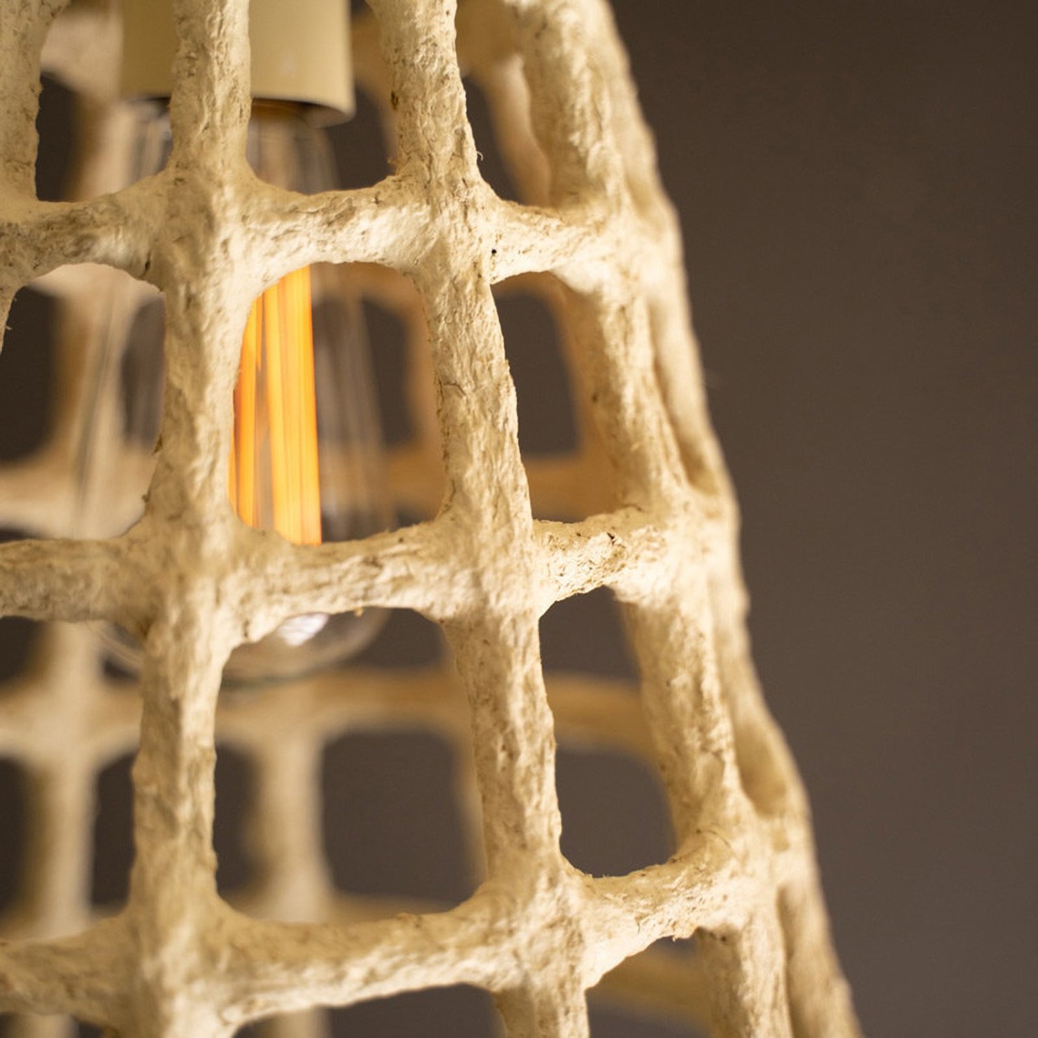 Grid Tall Paper Mache Pendant