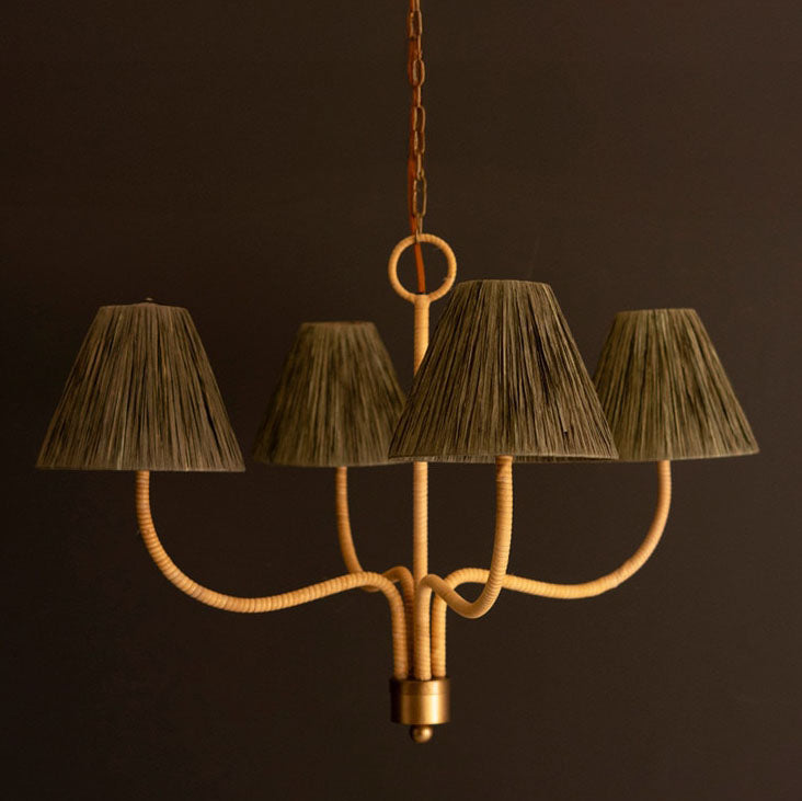 Rattan-Wrapped Chandelier