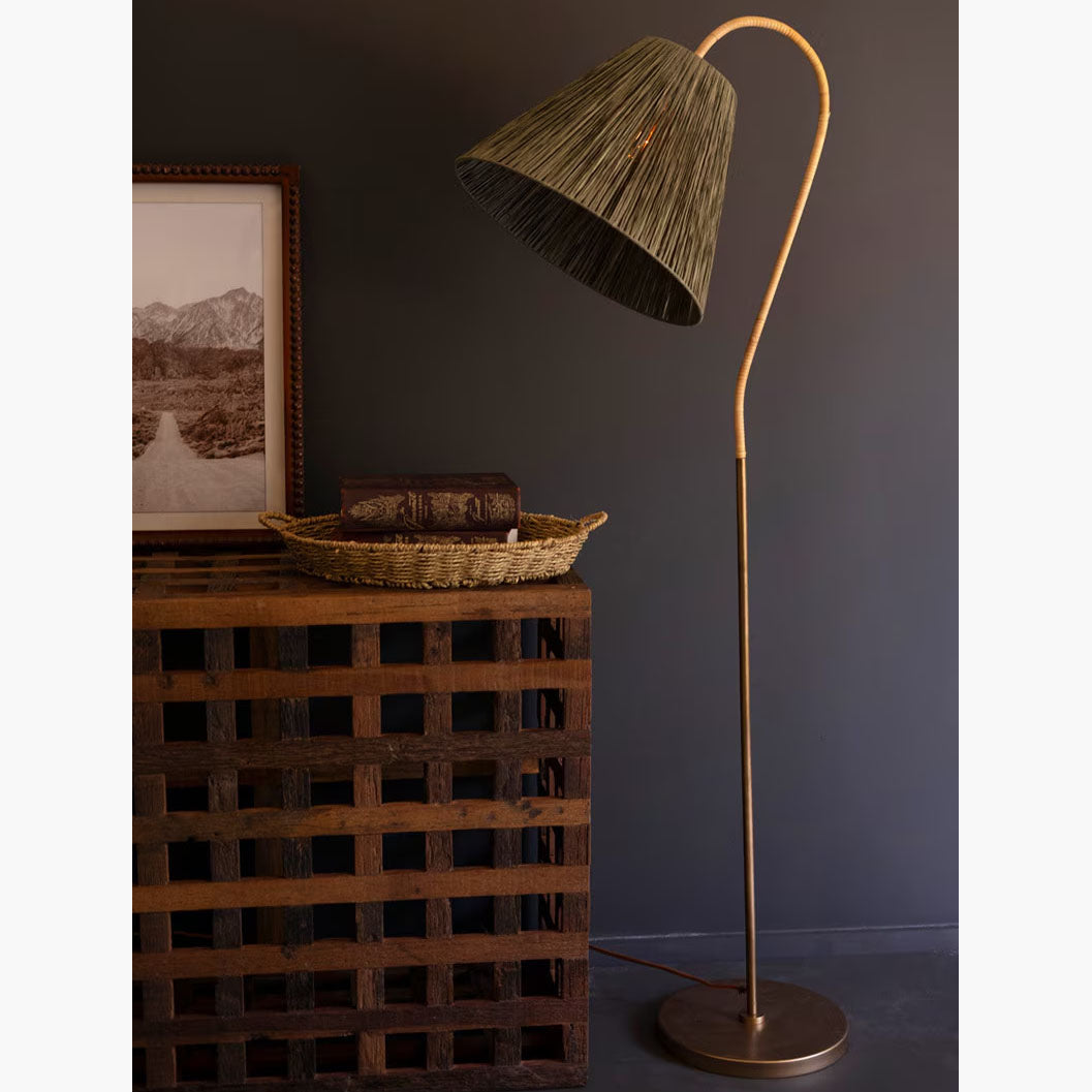 Rattan-Wrapped Floor Lamp