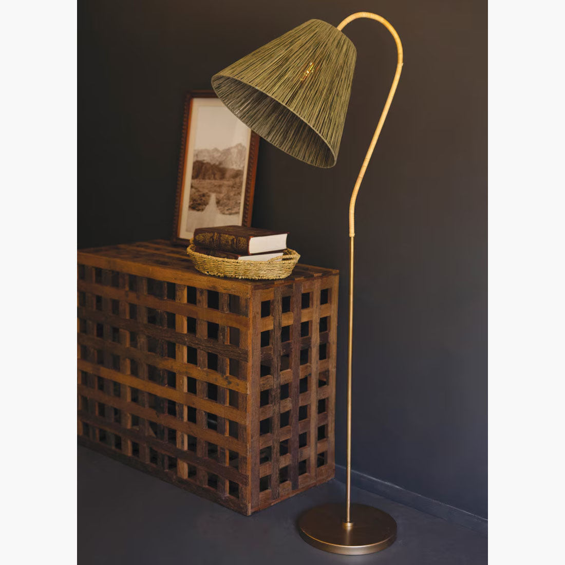 Rattan-Wrapped Floor Lamp