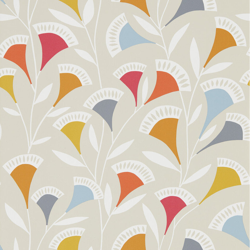 Scion x Kravet Noukku Wp Watermelon/Tangerine/Slate Wallpaper