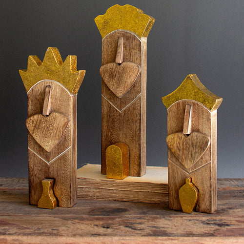 King Wooden Accent Set of 3