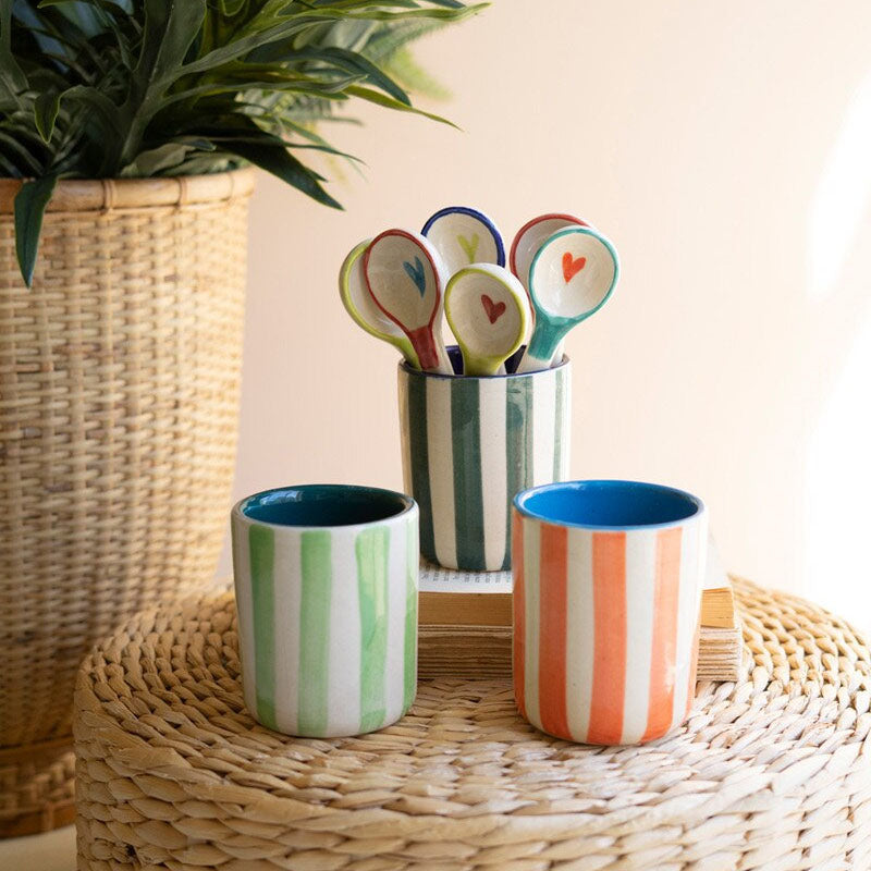 Striped Ceramic Container Set of 3