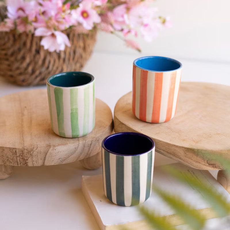 Striped Ceramic Container Set of 3