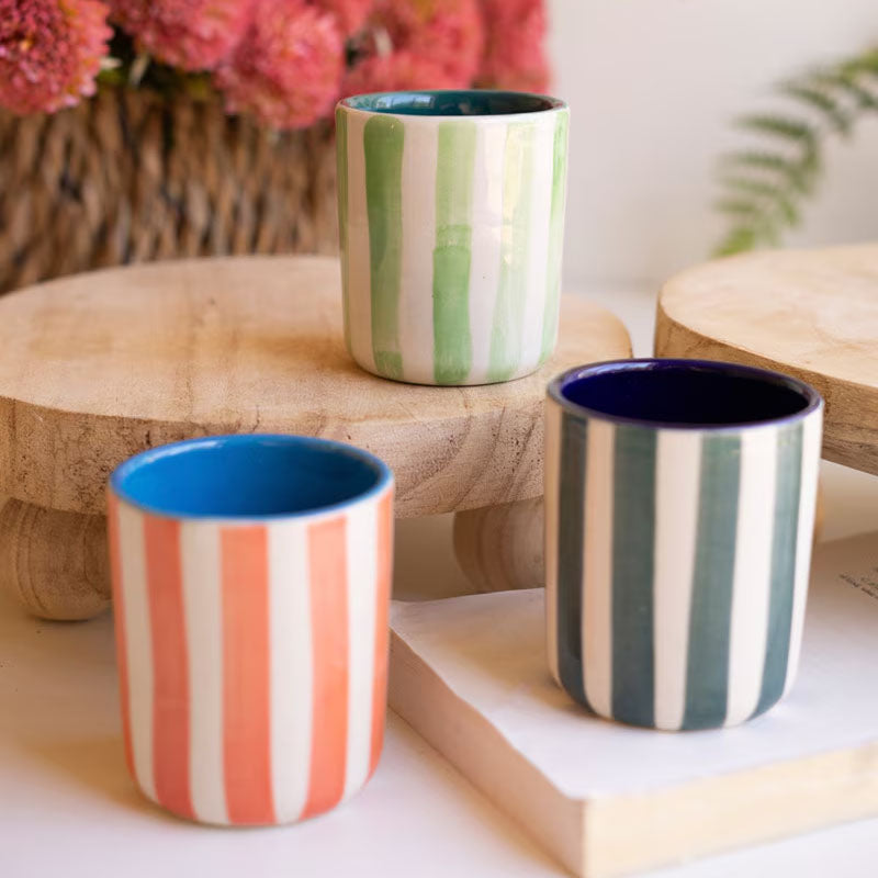 Striped Ceramic Container Set of 3