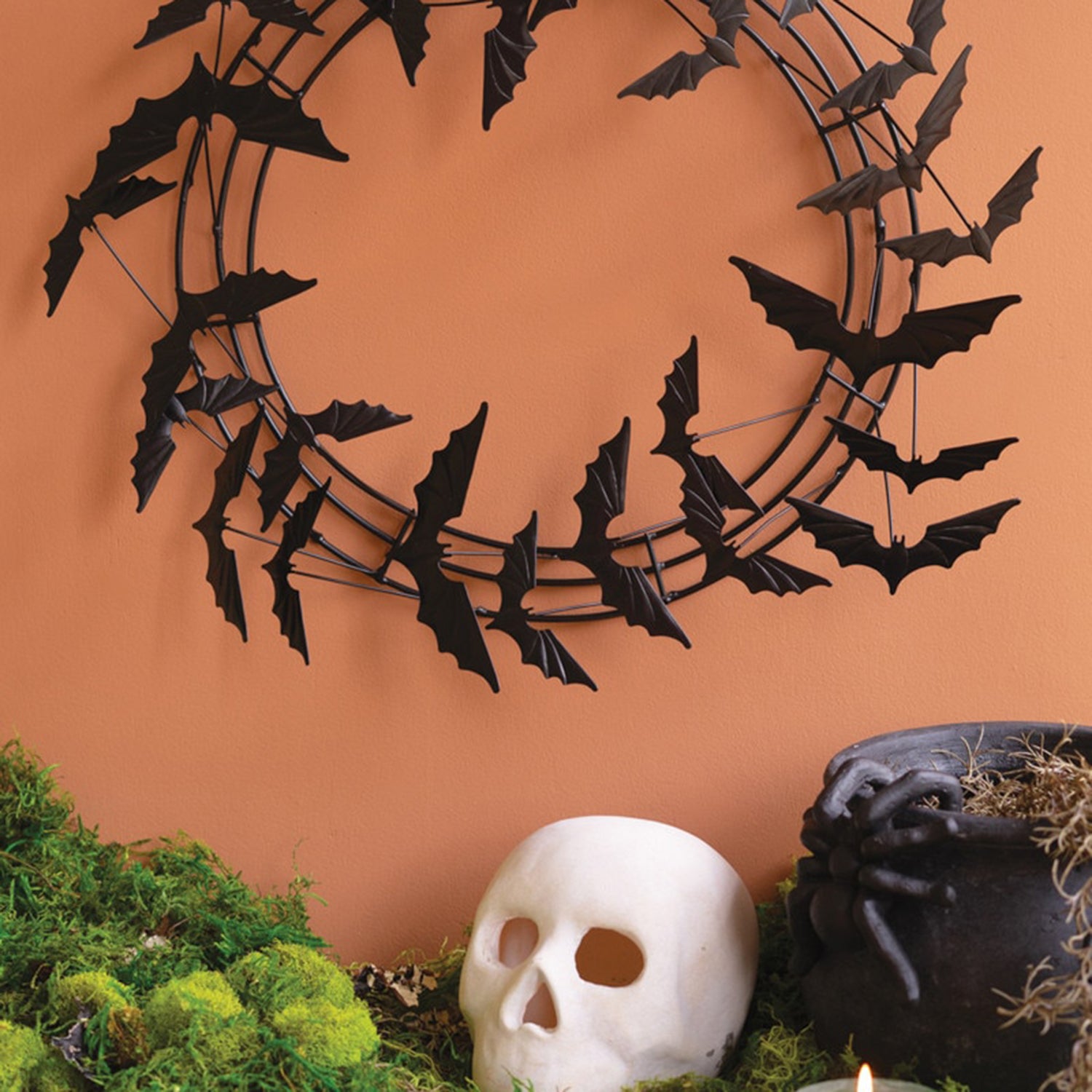 Flying Bat Halloween Wreath