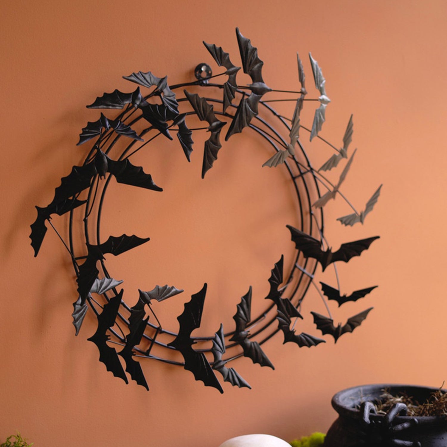 Flying Bat Halloween Wreath