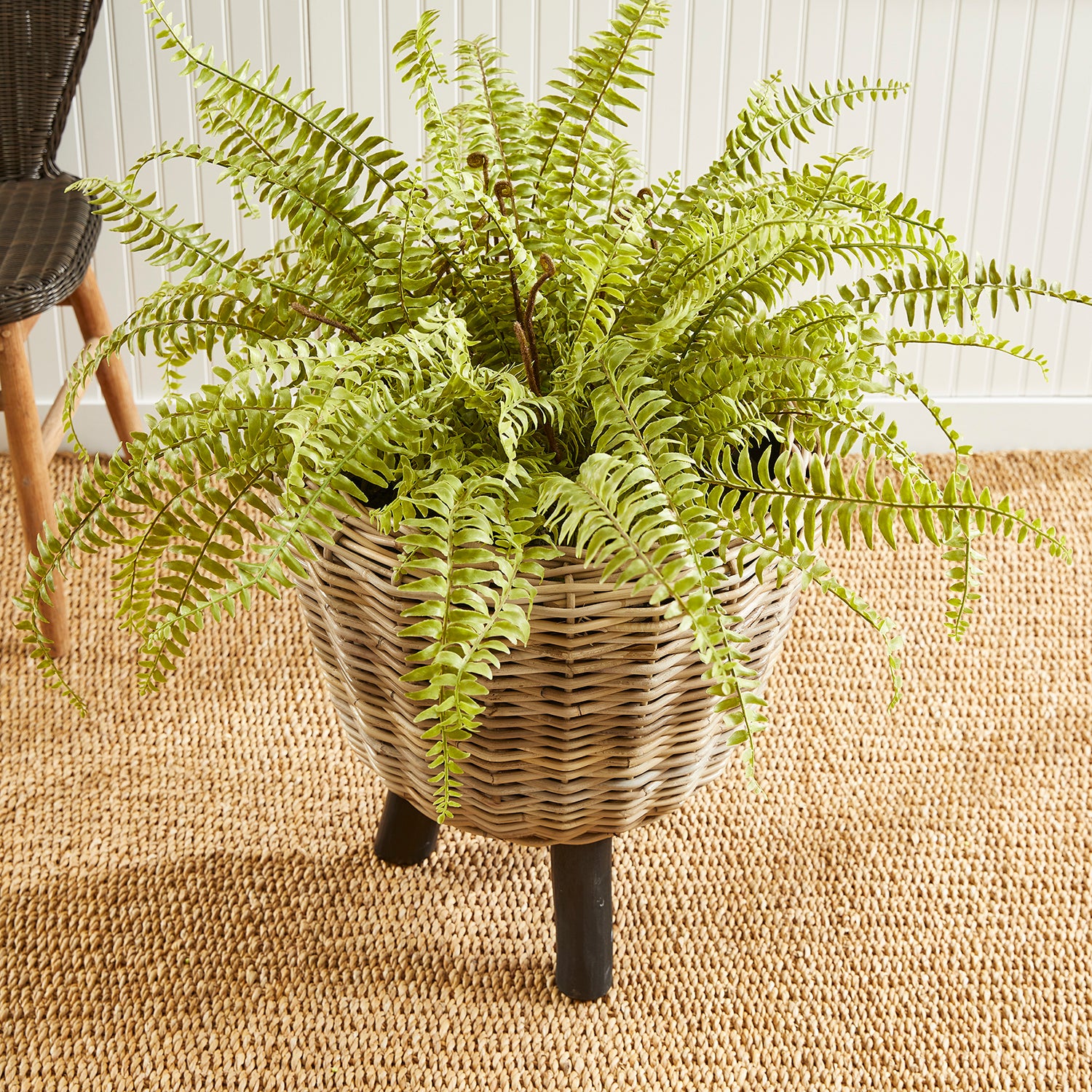 Woven Rattan Dry Basket Tan Plant Riser