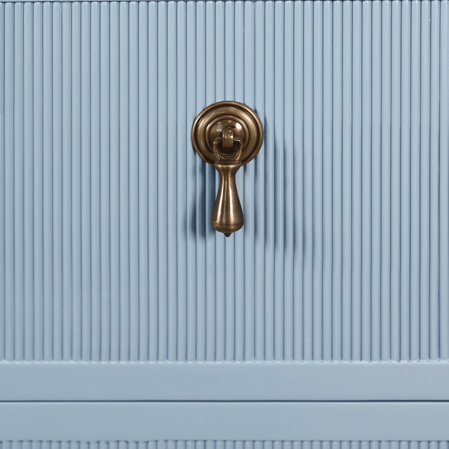 Worlds Away Novalie light blue side table, top-down view of fluted top