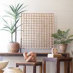 Mango Wood Grid Panel Tabletop Accent