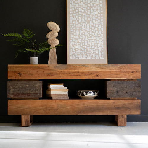 Acacia Wood Two Drawer Console Table