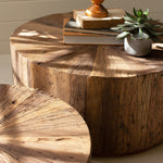 Recycled Wood Round Coffee Table Set of 2