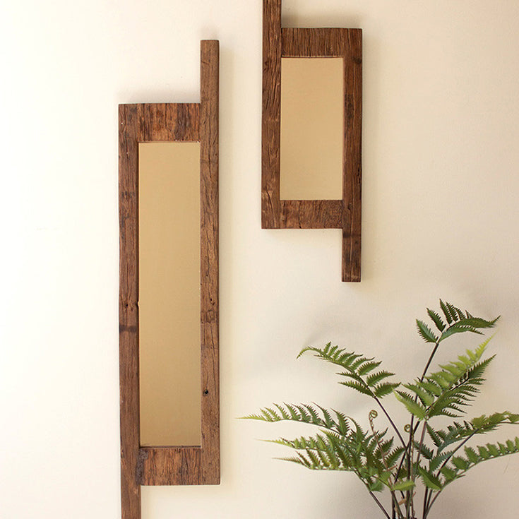 Recycled Wood Wall Mirror Set of 2