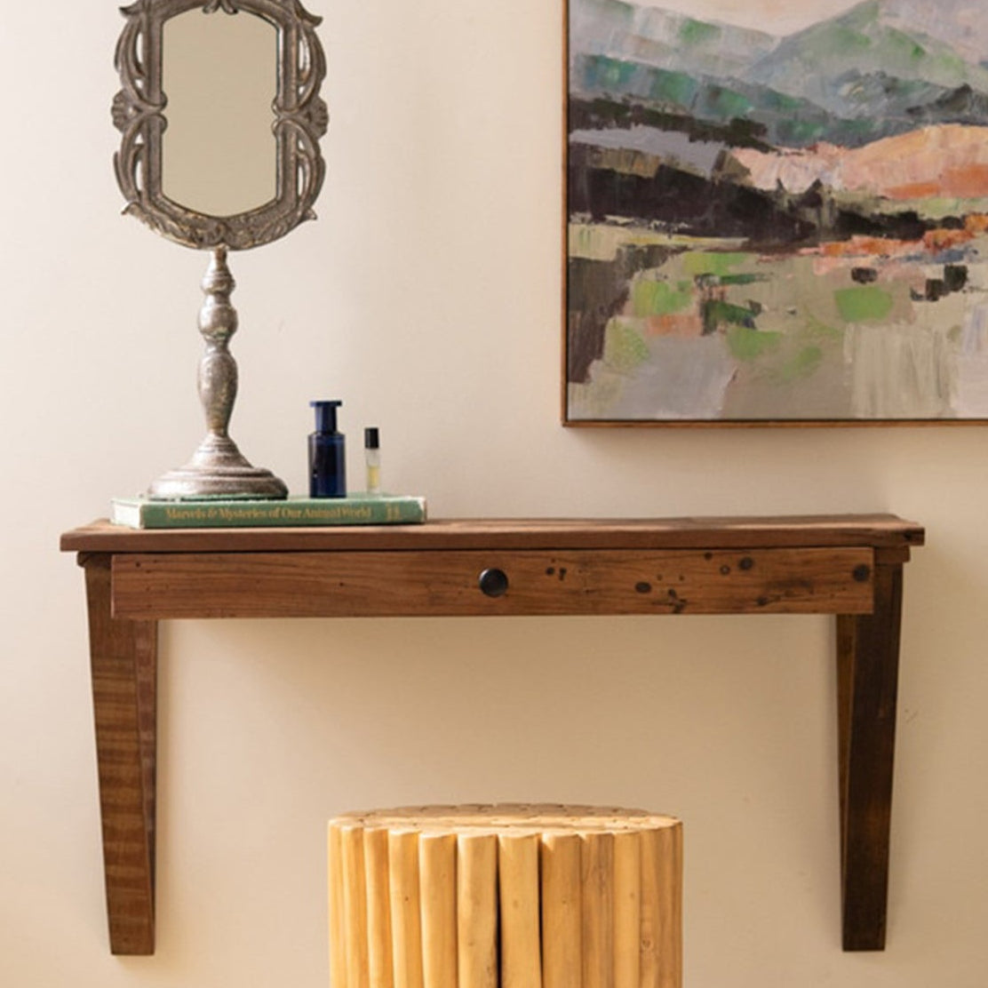 Reclaimed Wood Wall Desk with Drawer