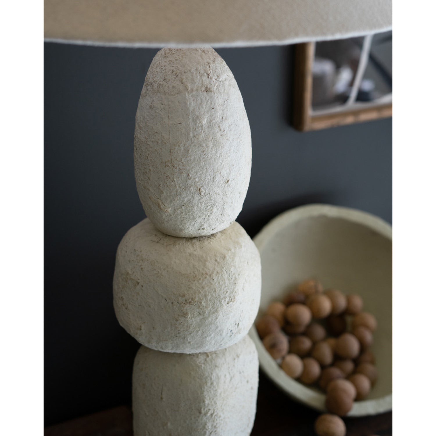 Quad Paper Mache Table Lamp Paynes Gray