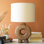 Recycled Wood Donut Table Lamp