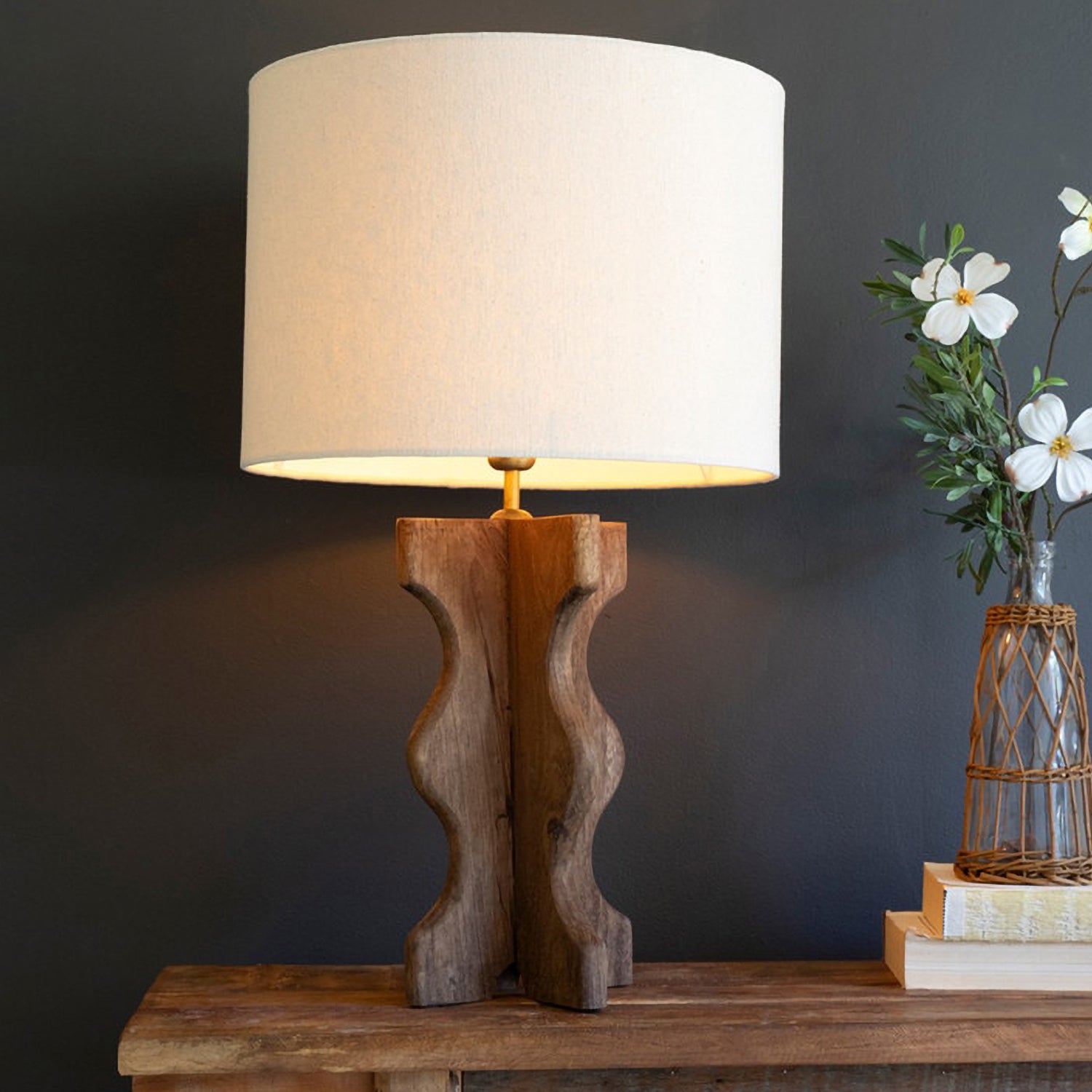 Wavy Mango Wood Table Lamp