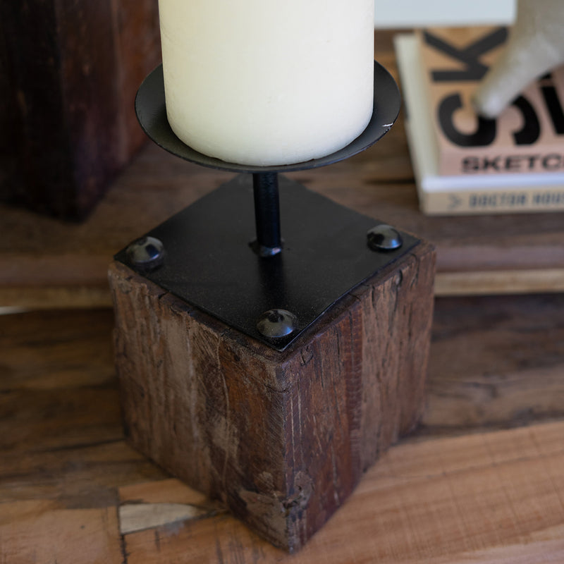 Recycled Wood Candle Holder Set of 3