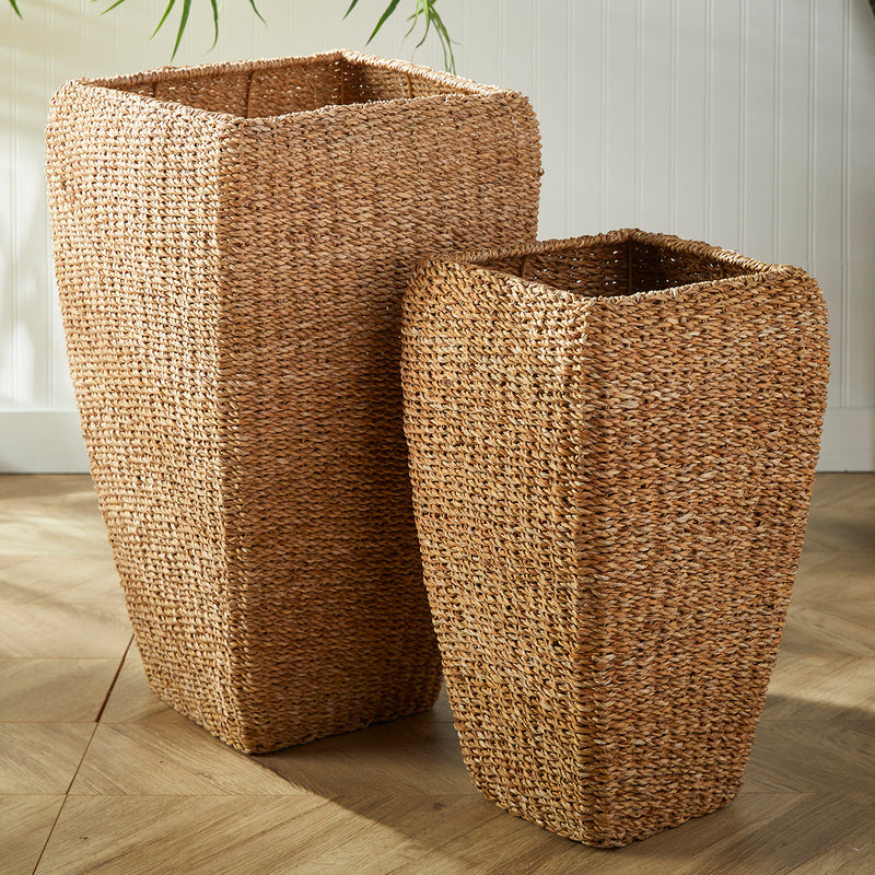 Seagrass Tall Square Planter Set of 2