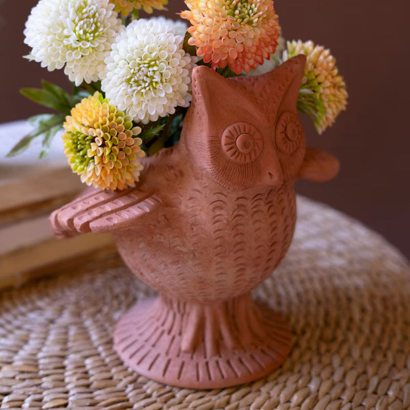 Terracotta Owl Planter