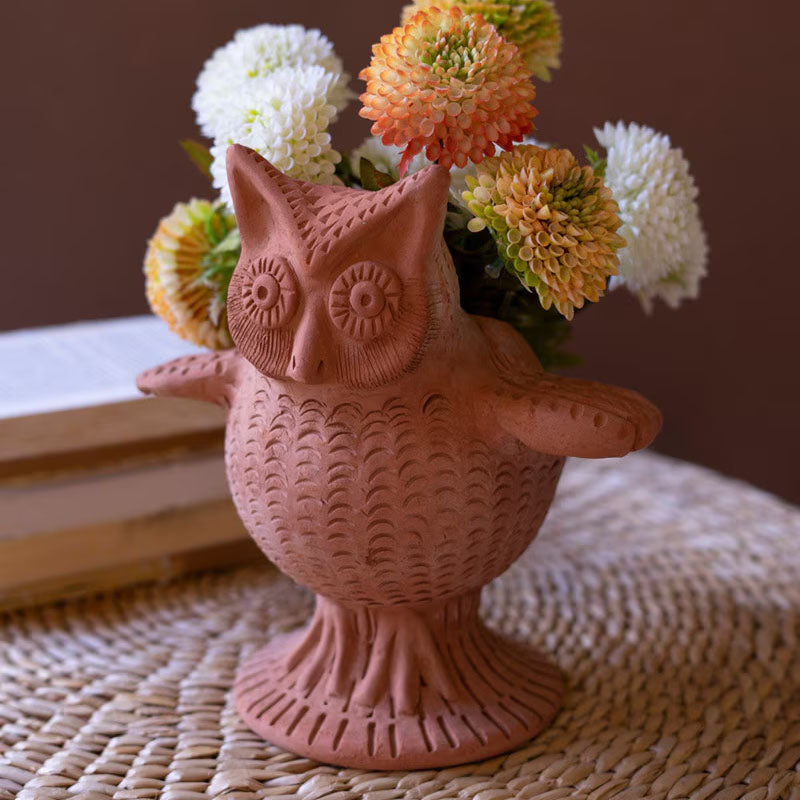 Terracotta Owl Planter