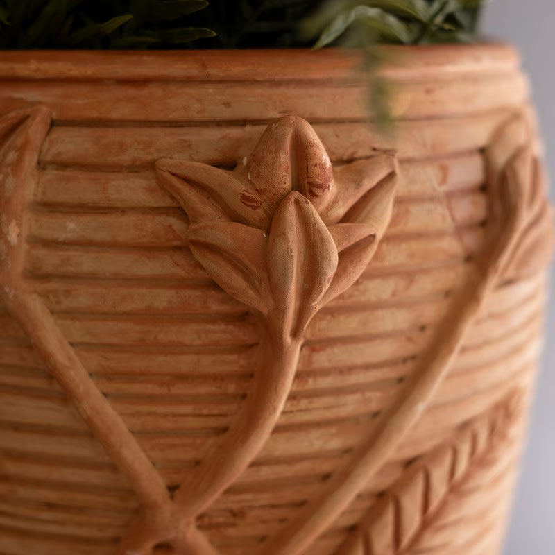 Flower Design Terracotta Urn