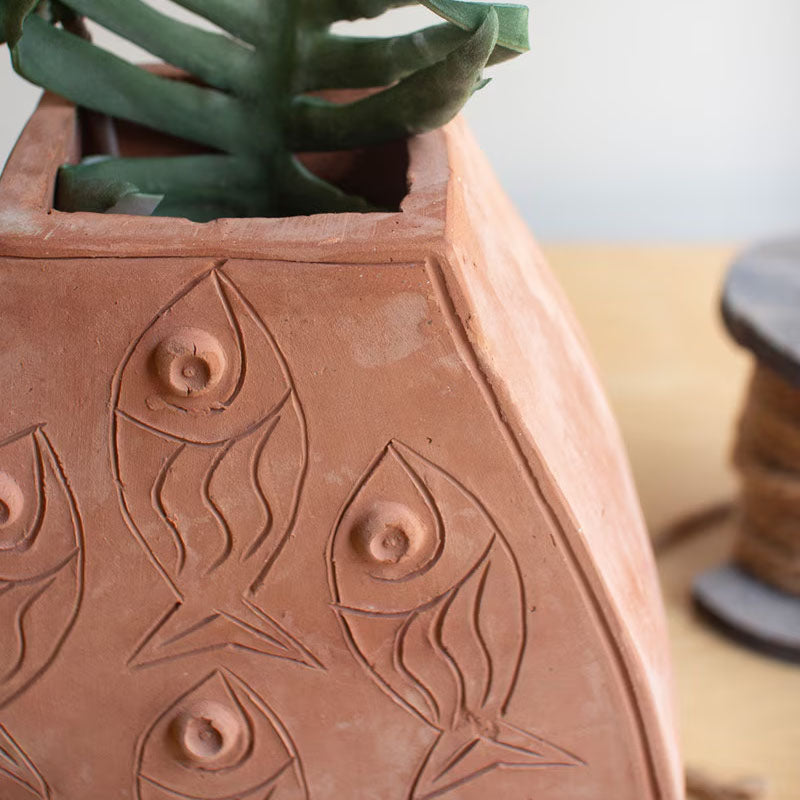 Fish Design Terracotta Vase
