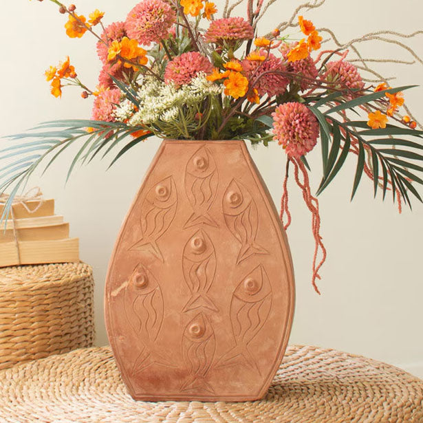 Fish Design Terracotta Vase