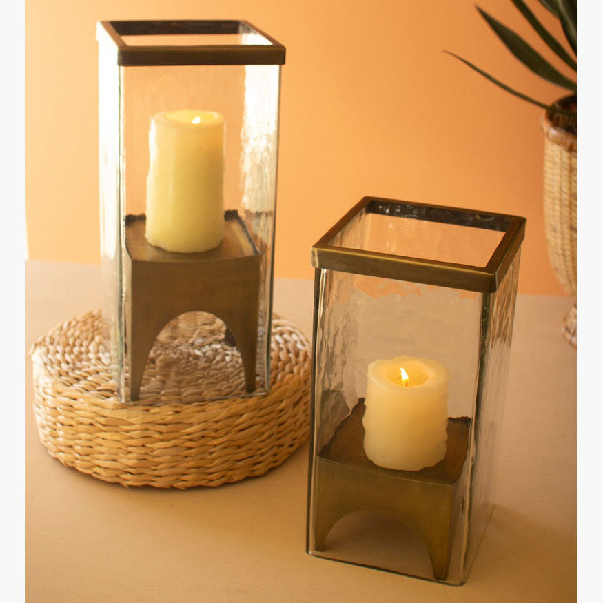 Square Pillar Hurricane Set of 2