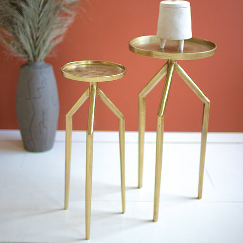 Gold Aluminum Accent Table Set of 2