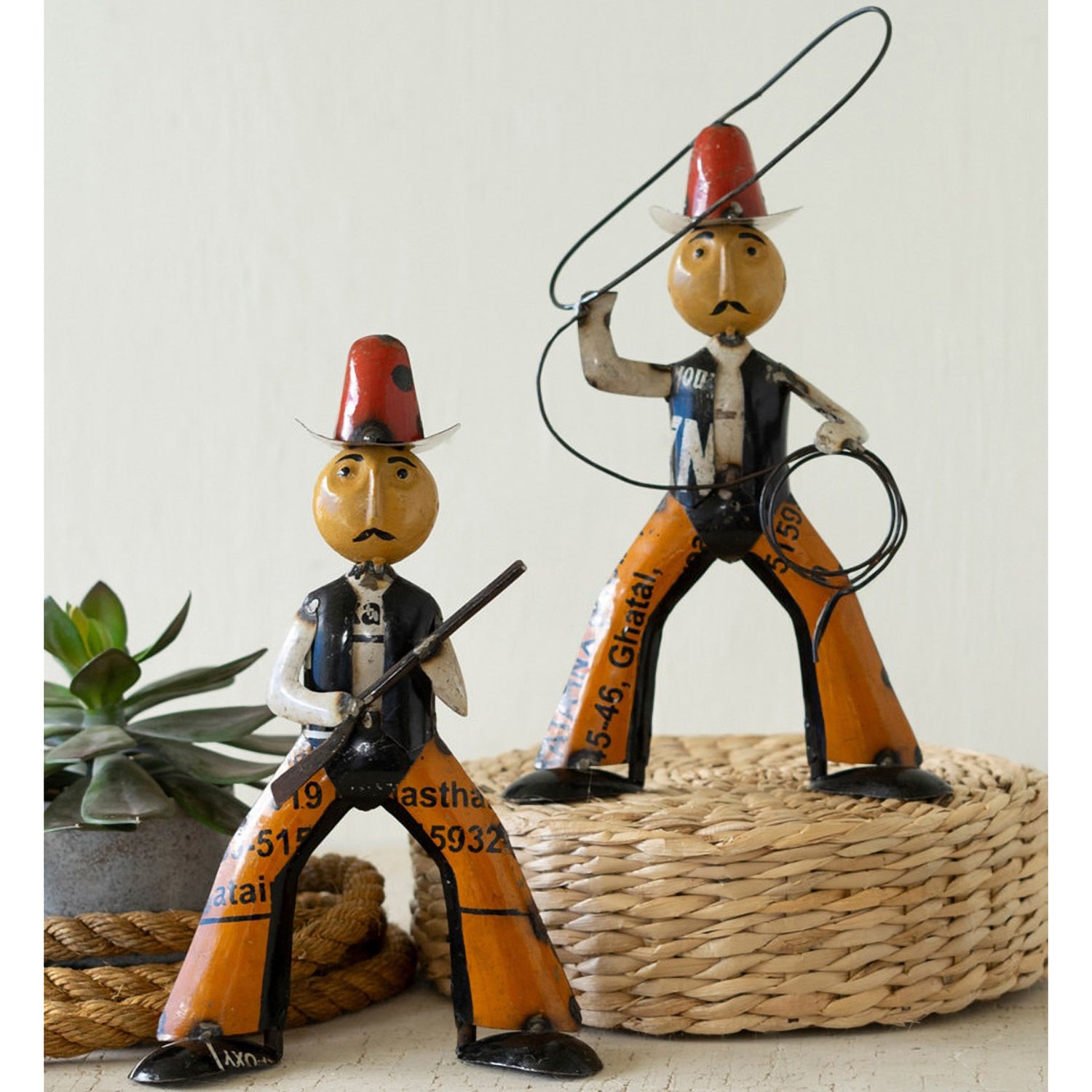 Reclaimed Metal Cowboy Set of 2