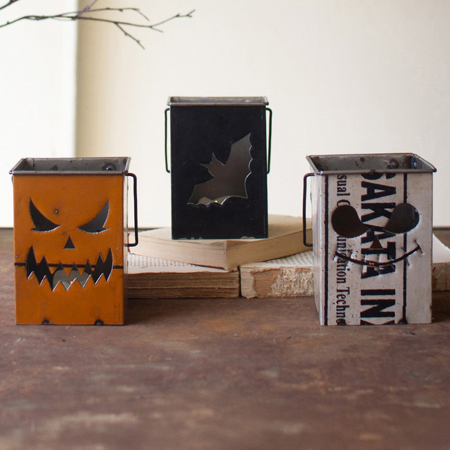 Recycled Metal Halloween Lantern Set of 3