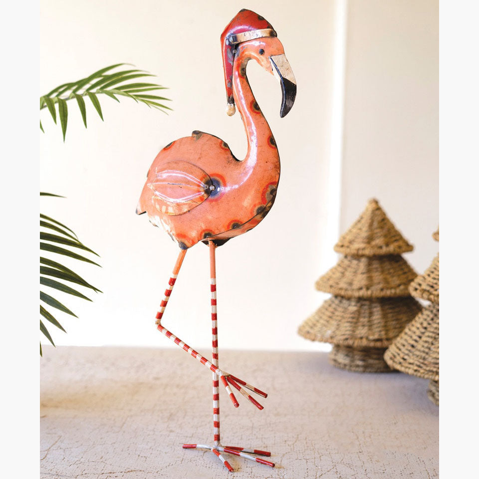 Recycled Metal Christmas Flamingo